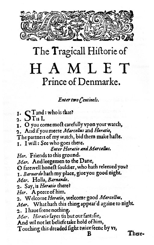 The first page of Hamlet