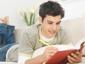 A level Student studying with a book