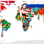 World map with flags