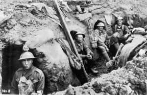StateLibQld_2_201427_Australian_Field_Ambulance_officers_sheltering_in_trench