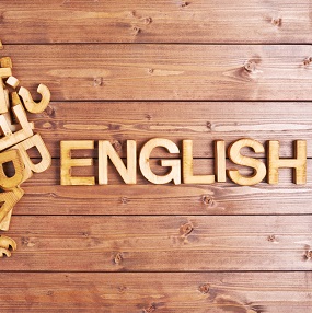 Wooden letter arranging the word English