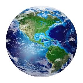 The world shown in globe form